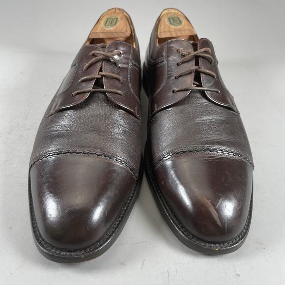 Mezlan Napoli Men's Size 9.5 Brown Leather Cap Toe Oxfords Dress Shoe Casual EUC - Picture 2 of 9